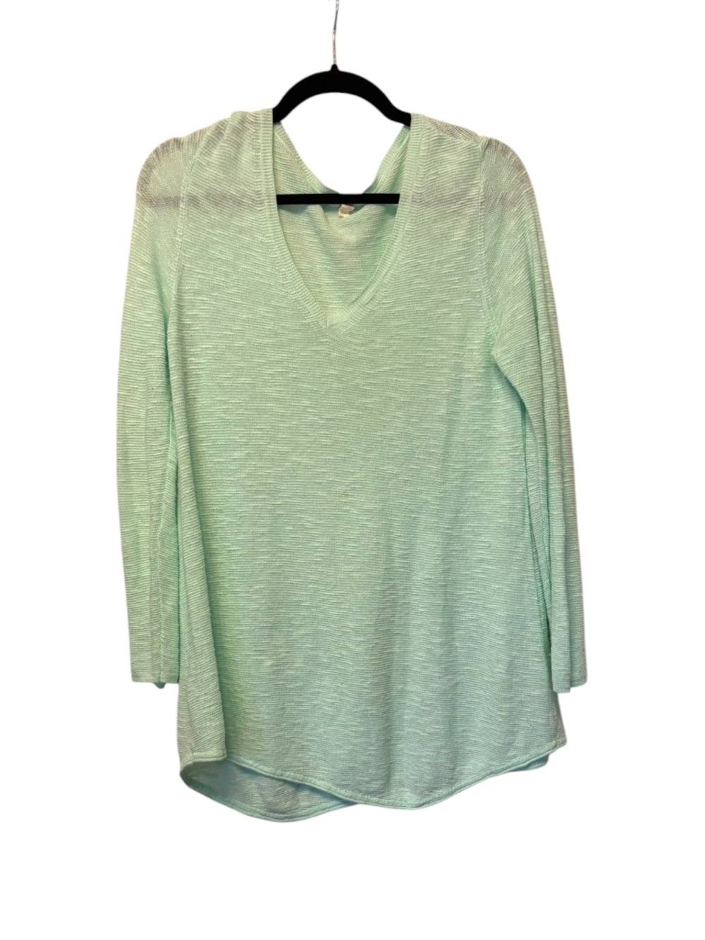 Eileen Fisher Mint Green Organic Linen Cotton V Neck Sweater M